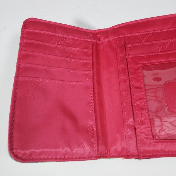 Vera Bradley Euro Tutti Frutti Lime Green Floral Paisley Euro Quilted Wallet - Picture 4 of 9